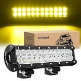 Nilight LED Light Bar 12 Inch 72W Spot Flood Combo Yellow Beam