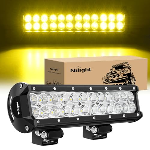Image of Nilight LED Light Bar 12 Inch 72W Spot Flood Combo Yellow Beam | Off Road Lamp Fishing Hunting Emergency Deck Work Lighting for Trucks UTV Pick-up Van Boat Tractor