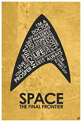 Captain Kirk, Space: The Final Frontier Giclee Art Print Poster from Typography Drawing by Pop Artist 12