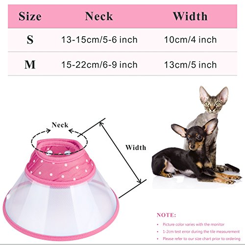 PETBABA Cat Cone Collar in Recovery, Clear Elizabethan Not Block Vision, Soft Padded E-Collar Protect Neck, Suitable Kitten Puppy Dog Pet in Surgery Remedy Grooming - S in Rose