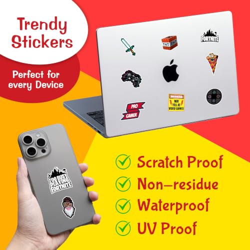 Image of CodersParadise - Pack of 50 Gaming Vinyl Stickers for Laptop, Waterproof & Residue-Free for Laptop, Mobile, Bike, Water Bottle, Notebook, Helmet & Gaming Setup Decor