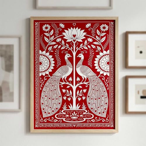 Image of kotart Decorative Traditional Wall Art Home Decor Madhubani Painting poster With Frame For Living Room Bed Room Hotel Wall Decor Digital Reprint (25x37 inch)