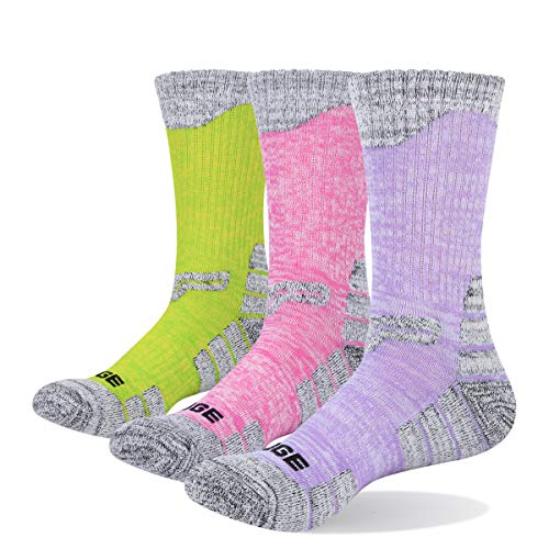 YUEDGE Women's 3Pack Multi Performance Outdoor Hiking Trekking Cushion Crew Socks, L