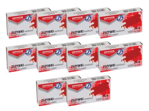 OFFICE PRODUCTS 18072419-16 Grapas 24/6 de cobre universal para la mayoría de grapadoras/10.000 unidades (10 x 1000 unidades) Grapas estándar para grapadora/grapadora