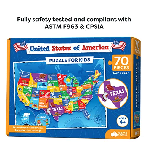 United States Puzzle For Kids - 70 Piece - Usa Map Puzzle 50 States With Capitals - Childrens Jigsaw Geography Puzzles For Kids Ages 4-8, 5, 6, 7, 8-10 Year Olds - Us Puzzle Maps For Kids Learning #TOP5