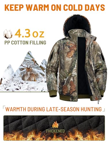 NEW VIEW Kids Camo Hunting Clothes Silent, Youth Hunting Jacket & Pants for Cold Winter, Camouflage Hunting Coat for Boys & Girls (leaf-L)4