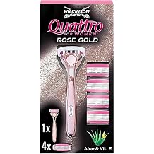 Wilkinson Sword - Quattro for Women | Premium Metal Rose Gold | Razor Handle + 5 Blade Refills