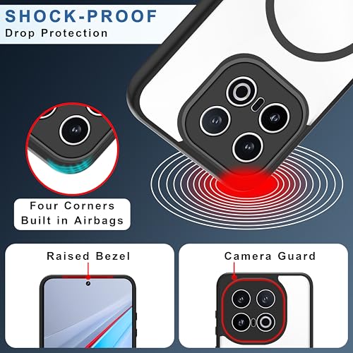 Image of CEDO Backcover for iQOO 13 (5G) | Compatible with Magsafe Wireless Charging | Camera Protection Shockproof Case | Magnetic Ring Lock Transparent Acrylic Clear Backcase (Black)