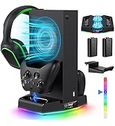 Cooling Stand & Charging Station for Xbox Series S with RGB Light Strip,Dual Controller Charger &...