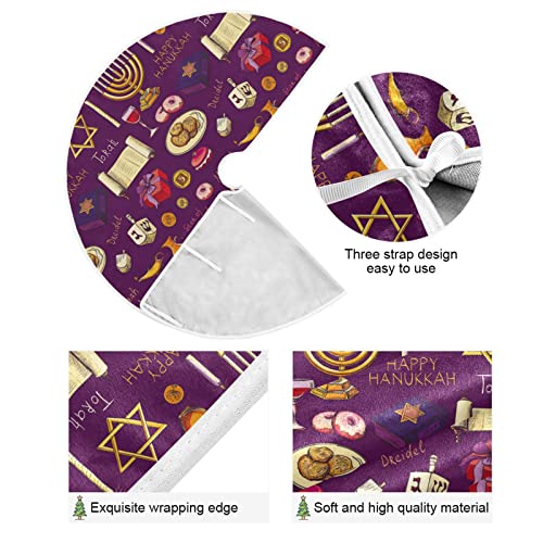 Hanukah Purim Pesach Sukot Rosh-Hashanah Christmas Tree Skirt 35.4/47.2 Inch Large, Double Layer, With Felt Fabric Lining, Tree Mat For Xmas Holiday Party Decoration #TOP2