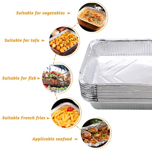 Mudoulu 20 Stück Aluschalen Grill, 31,5 x 21,5 x 5 cm Grillschalen für Gasgrill Holzkohlegrill Backofen, Alu Grillschalen für Fleisch Fisch Gemüse