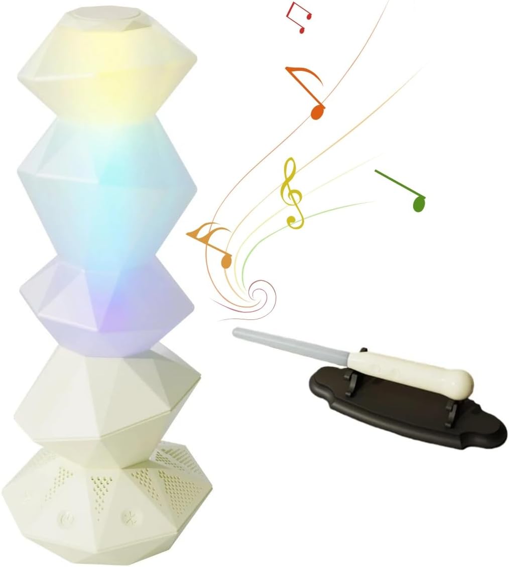 Magic Crystal Night Light with Remote Control Wand, Dynamic Rotating RGB Colors, Plays Music, Adjustable Lighting for Desk, Bedroom, Gaming Room Decor