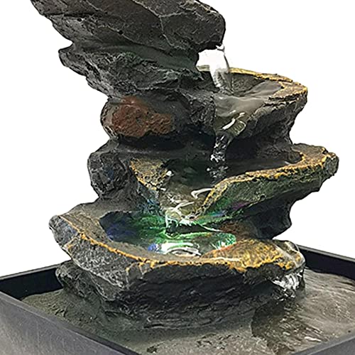 Mini fonte de água de mesa, resina artesanato meditação elétrica 4 camadas fonte de cachoeira para s