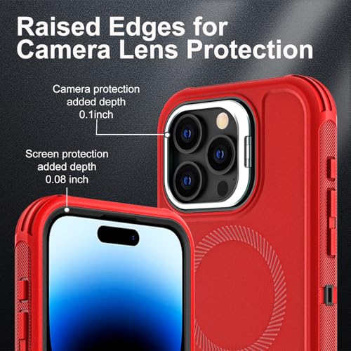 Coque iPhone 14 Pro Max de qualité militaire antichoc rouge noire