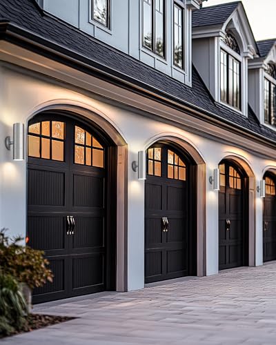 Image of Ken & Ricky Stainless Steel Outdoor Wall Light,Cylinder,Brushed Nickel,2PK | Waterproof Outdoor Sconce,No Glare,Exterior Lighting Fixtures,E26 Base,For Porch House Garage Front Door Patio