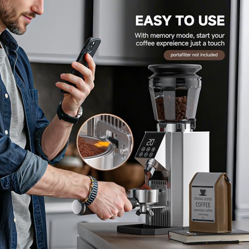 Image of Burr Coffee Grinder with 45 Grind Settings, 40mm Conical Burr, Anti-Static Technology, Touchscreen Control, 300g Bean Hopper, Stainless Steel Body, for Espresso to French Press, Easy to Clean