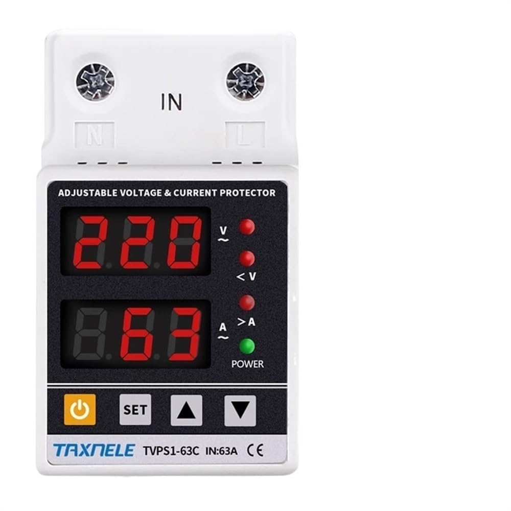 Diferencial Auto Rearmable Pantalla dual 40A 63A 230V Ajustable Digital Sobre Bajo Voltaje Relé Protector contra sobretensiones Límite Protección contra sobrecorriente Diferencial Auto Rearmable(40A)