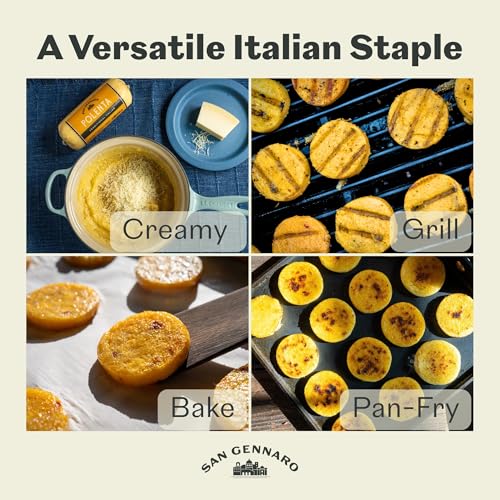 Traditional Italian Polenta Tube by San Gennaro | Gluten Free Cornmeal | Made from Yellow Corn Non-GMO Ingredients for Authentic Flavor | Ready for Quick Heat-and-Serve Meals, 24 ounce, Pack of 1