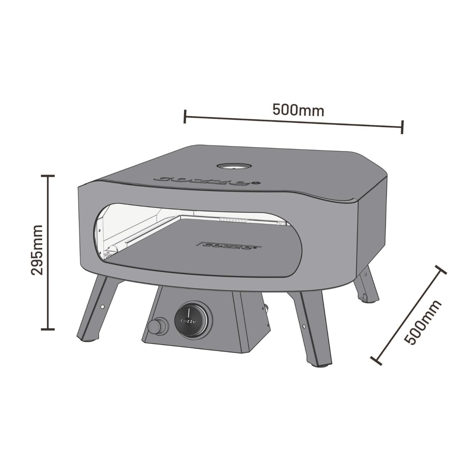 COZZE Mini forno per pizza a gas, 13 pollici, compatto, per pizza a gas, per esterni, 50 mbar, con regolatore per piccole pizze