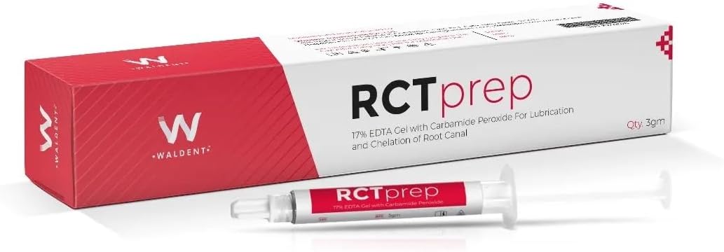 WALDENT Silicone Rctprep EDTA 17% Gel With Carbamide Peroxide | Root Canal Lubricant & Chelating Agent | Smear Layer Remover | 3G Syringe | Silica-Free | Dental Endodontic Irrigant