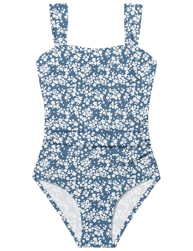 Image of CRISONE Girl Swimsuit One Piece Bathing Suit for Girls Retro Square Neck Adjustable Straps Girls' Swimwear 9-16Y