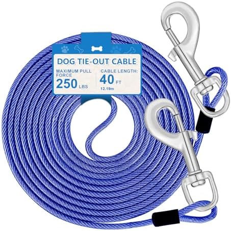 Cavo Per Cani HaiYUAN - 10/15/20/25/30 FT, Acciaio Con Rivestimento PVC, Per Cani Fino A 165 Lbs