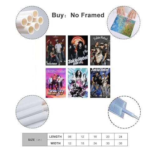 Duboueu Tokio Poster Hotel Rock Band Music Vintage Cover Poster Set, 6 Stück, 08x12inch (20x30cm), Schlafzimmer-Dekor, Querformat, Wandmontage, Leinwand, Rahmung, Geometrisch, Vintage, Retro