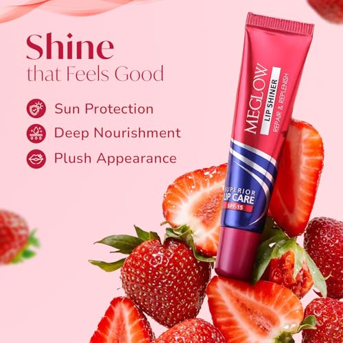Image of Meglow by Leeford | Lip Shiner | Repair & Replenish | SPF 15 Lip Shiner for Lip Care | Lip Balm for Shiny Lips | Lip Balm for Chapped Lips Pack of 5 (15g each)