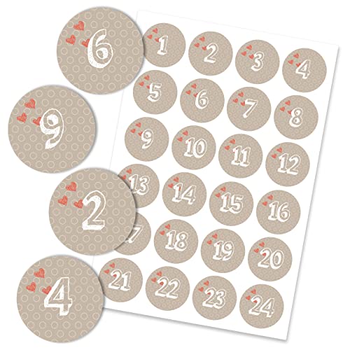 Papierdrachen 24 Adventskalender Zahlen Aufkleber - herzliche Zeit Nr 11 - Sticker 4 cm - zum Basteln und Dekorieren