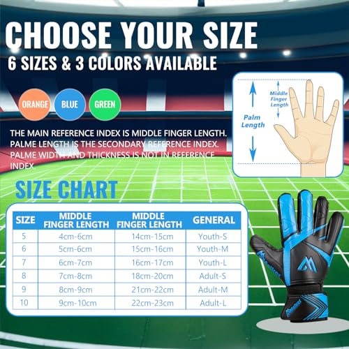 Malker Goalkeeper Gloves Football Gloves with Super Grip Palms Non-slip Abrasion-resistant Latex Palm Double Layer Wristband Protection Soccer Goalie Glove for Kids Youth Adult Blue Size 8 Malker Goalkeeper Gloves Football Gloves with Super Grip Palms Non-slip Abrasion-resistant Latex Palm Double Layer Wristband Protection Soccer Goalie Glove for Kids Youth Adult Blue Size 8