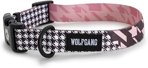 Wolfgang Collar de entrenamiento ajustable de alta calidad para perros pequeños, medianos y grandes, fabricado en Estados Unidos, estampado rosa de