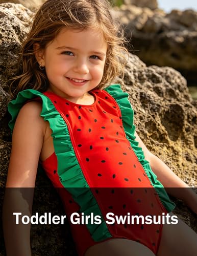 Image of RAISEVERN Baby Girls Swimsuit Ruffles Bathing Suits Cute Beach Sport Swimming Backless Summer One Piece Swimwear 2-7 Years