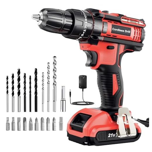 Trapano Avvitatore Batteria 21V, Avvitatore a Batteria con Batterie 2.0Ah, 42Nm Avvitatore Elettrico, 25+3 Coppie, 2 Velocità, 23CS Accessori, LED Luce per Casa Progetto