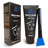 Das ORIGINAL - SOENA® for MEN Black Mask + MASKENPINSEL | XXL Tube 100 ml | Entfernt Mitesser – Peel-Off Maske - Gegen unreine Haut | Mit Aktivkohle | Schwarze Maske zum abziehen - Blackhead Maske