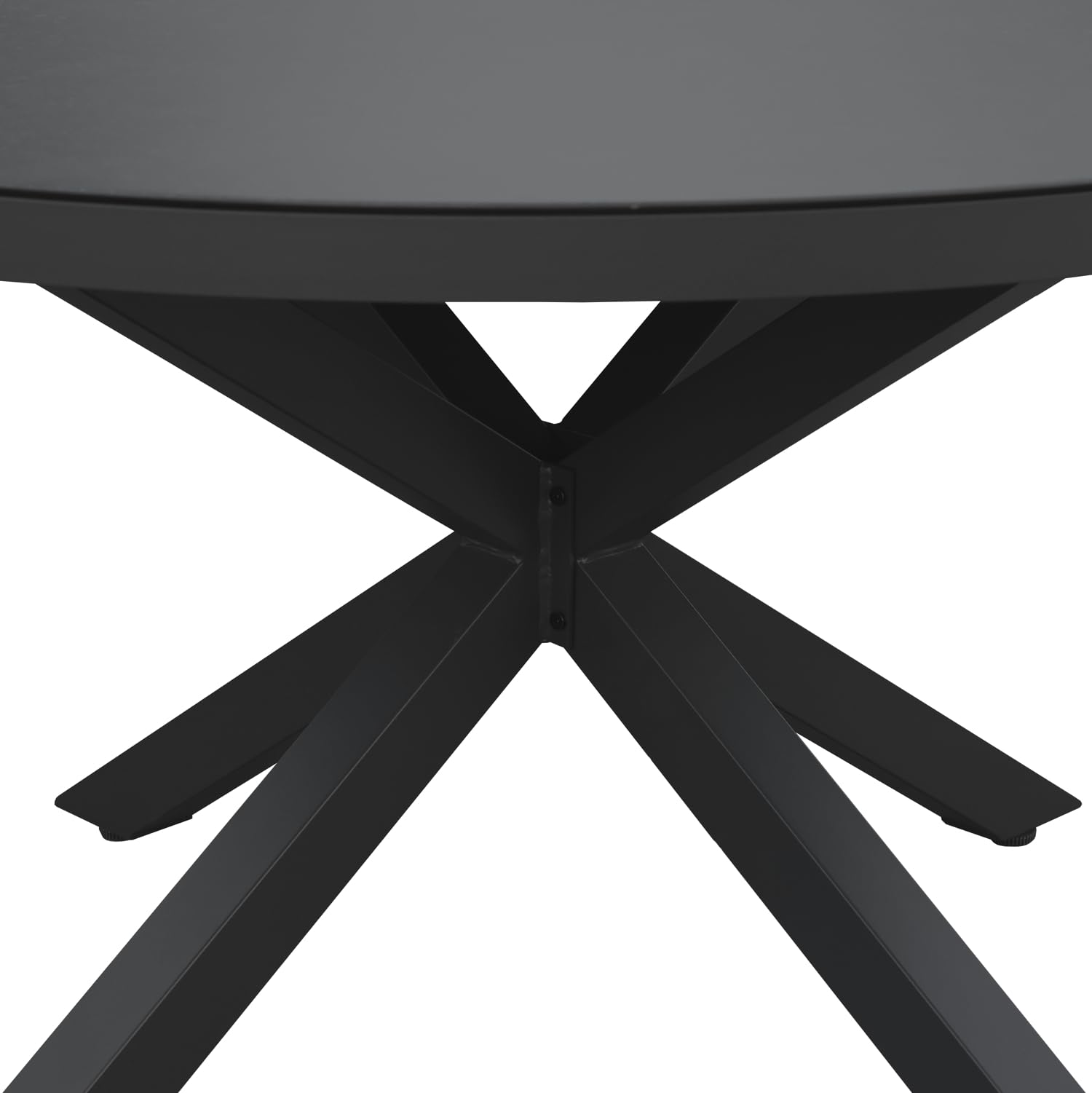 Happy Garden Salon de Jardin GIALOVA 6 Places en textilène Gris – Table Ronde Ø 140 cm – Structure Aluminium Anthracite