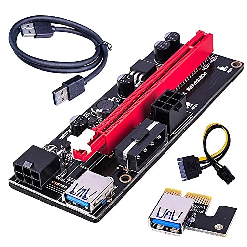 1Goal Gold Plated PCI-E 1X to 16X USB Riser V018-Pro PCIe Riser Adapter Card for Heavy GPUS RTX 3070 3080 3090 Series (009S)