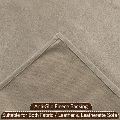 Image of HOKIPO Premium Holland Velvet Sofa Cover with Tassel for 1 /2 /3 Seater & L Shape Sofa | Make Your Own Set, 'TasselTone Series' Sofa Mat, 70(W) x 90(L) cm, Sand Beige (NEW-IN-1105-BGE)