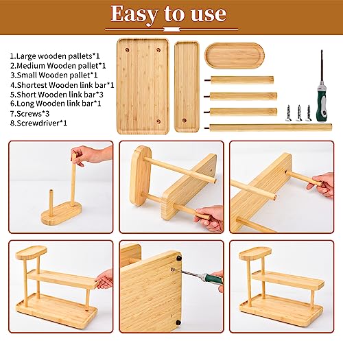 Bumtosc Bamboo Cosmetics Organizer For Bathroom Bedroom And Kitchen Multi Functional Storage Rack For Perfume Cosmetics Condiment Office Supplies Makeup Organizer For Vanity #TOP3