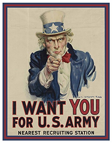 ArtDash Photo d'art Oncle Sam I Want You pour l'armée : Tableau Historique célèbres - décoratifs de qualité Photo 8"×10" Print Jaune Cover