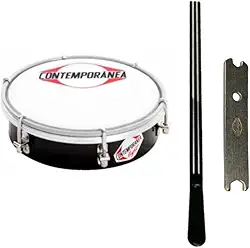 Tamborim Contemporânea Profissional Plástico Nylon e Baqueta