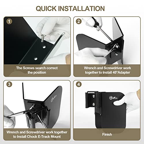 2pcs E-Track Wheel Chock & Strap Kit |E track motorcycle wheel chocks for for E-Track/X-Track System|E-Track Accessories for Enclosed Trailer Hold dirt bike, motorcycle Tire for Garages and Trailers