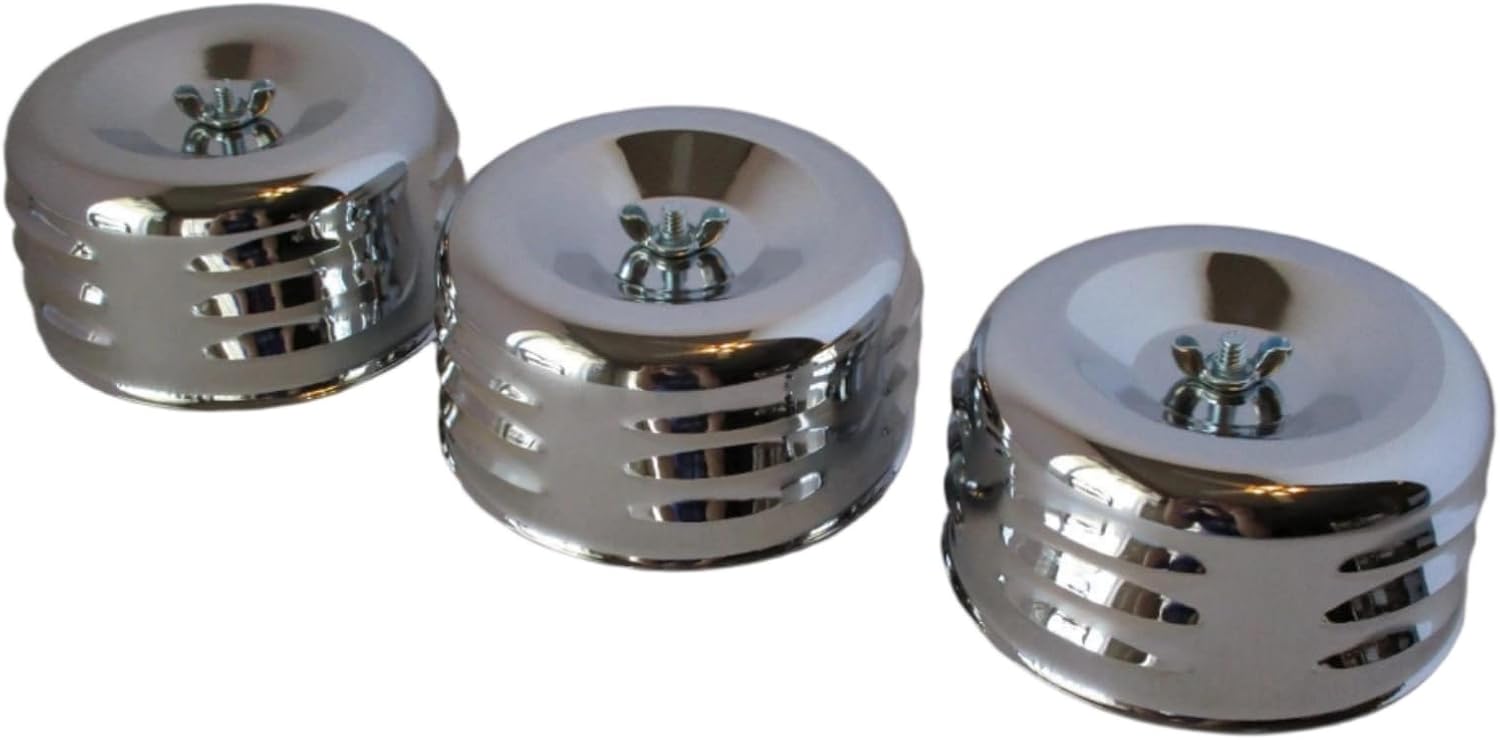 4 5/8 inch Chrome Louvered Air Cleaner 1 or 2 bbL Compatible for Chevy Hot Rod model, Air Cleaner Part Number 2339-3 - 3 Pack