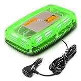 PKINGLAKE 72LED Roof Top Emergency Strobe Beacon Lights, 12-24V High Visibility Safety Warning Mini LED Strobe Light bar with Magnetic Base for Snow Plow,Firefighter Police,Truck,Vehicle (Green)