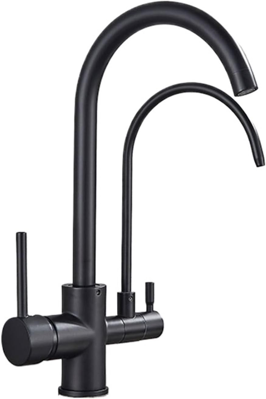 Premium Kitchen Faucet PullOut Water Filter Tap in Gold/Black/Chrome 2/3 Way Mixer for Cold Water Stylish Sink Crane for Home & Kitchen (Beige with Dots C)