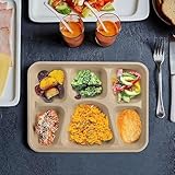 50-Pack 6-Compartment Paper Lunch Trays – Heavy-Duty Bagasse Plates, Eco-Friendly & Microwavable