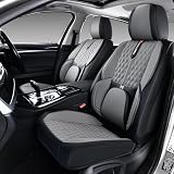 Wertigen Car Seat Cover Full Set, Universal Car Seat Cover for Cars, Black and Gray, with Lumbar Support, Premium Artificial Leather, Waterproof and Easy to Clean, Airbag Compatible