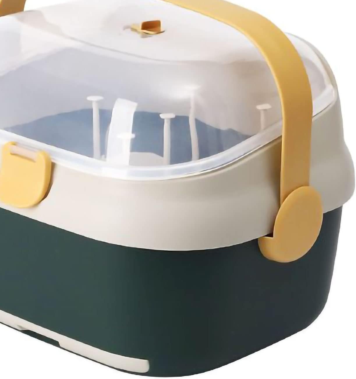 Baby Bottle Drying Rack & Storage Box with Swivel Vent Dust Cover, Detachable Drain Tray Holder Organizer for New Moms, Plastic
