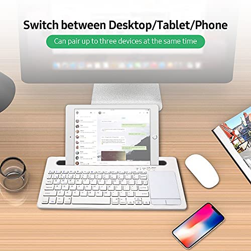 Teclado BT, Baugger Teclado BT com Touchpad Teclado recarregável sem fio com função de emparelhament