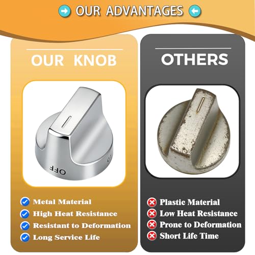 Upgraded Metal W11239985 Knobs,Compatible Whirlpool Stove knobs Replacements Gas Range Burner Control Knobs with Models WFG525S0JS2 WFG525S0HD0 WFG535S0JS0 WFG550S0HV0 WFG525S0JS0 WFG535S0LS0 by MAHOOK - Image 7