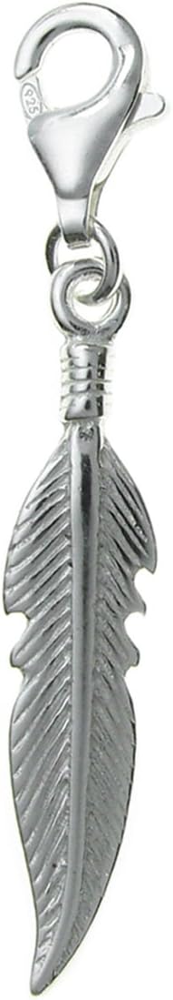 Sterling Silver Feather European Style Clasp Charm
